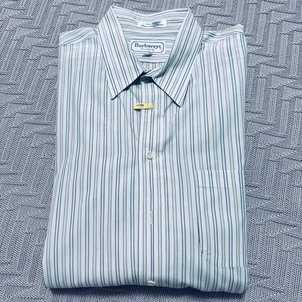Vintage Burberry cream striped button down size 16.5